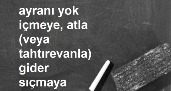 Ayranı yok içmeye, tahtırevanla gider sıçmaya anlamı